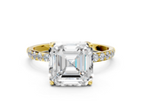 Yellow gold Asscher Solitaire Pavé Diamond Engagement Ring with Four-Prong Setting_39