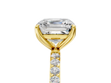 Yellow gold Asscher Solitaire Pavé Diamond Engagement Ring with Four-Prong Setting_44