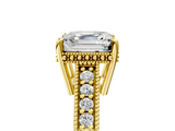 Yellow gold Asscher Solitaire Pavé Diamond Milgrain Engagement Ring with Four-Prong Setting_11