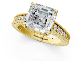 Yellow gold Asscher Solitaire Pavé Diamond Milgrain Engagement Ring with Four-Prong Setting_7