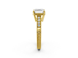 Yellow gold Asscher Solitaire Pavé Diamond Milgrain Engagement Ring with Four-Prong Setting_8