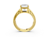 Yellow gold Asscher Solitaire Pavé Diamond Milgrain Engagement Ring with Four-Prong Setting_9