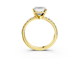 Yellow gold Asscher Solitaire Pave Diamond Engagement Ring with Four-Prong Setting_11