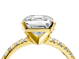 Yellow gold Asscher Solitaire Pave Diamond Engagement Ring with Four-Prong Setting_12