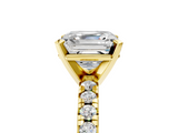 Yellow gold Asscher Solitaire Pave Diamond Engagement Ring with Four-Prong Setting_13