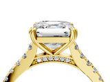 Yellow gold Asscher Solitaire Pave Diamond Engagement Ring with Prong Setting_28