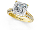Yellow gold Asscher Solitaire Pave Split Shank Engagement Ring with Six-Prong Setting_29