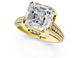 Yellow gold Asscher Solitaire Pave Split Shank Ring with Four-Prong Setting_70