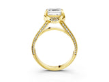 Yellow gold Asscher Solitaire Pave Split Shank Ring with Four-Prong Setting_72
