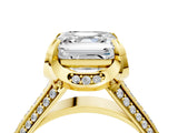 Yellow gold Asscher Solitaire Pave Split Shank Ring with Four-Prong Setting_73