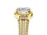 Yellow gold Asscher Solitaire Pave Split Shank Ring with Four-Prong Setting_74