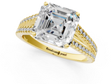 Yellow gold Asscher Solitaire Split Shank Pavé Diamond Engagement Ring_26