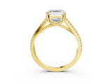 Yellow gold Asscher Solitaire Split Shank Pavé Diamond Engagement Ring_28