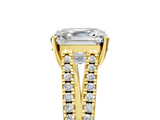Yellow gold Asscher Solitaire Split Shank Pavé Diamond Engagement Ring_30