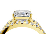 Yellow gold Asscher Solitaire Split Shank Pave Diamond Ring_50