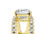 Yellow gold Asscher Solitaire Split Shank Pave Diamond Ring_51