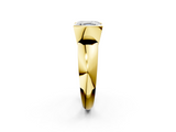 Yellow gold Asscher Solitaire Tension Set Diamond Ring with Wide Band_38