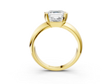 Yellow gold Asscher Solitaire Tension Set Diamond Ring with Wide Band_39