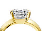 Yellow gold Asscher Solitaire Tension Set Diamond Ring with Wide Band_40