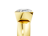 Yellow gold Asscher Solitaire Tension Set Diamond Ring with Wide Band_41