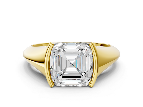 Yellow gold Asscher Solitaire Tension Set Diamond Ring