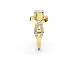 Yellow gold Asscher Solitaire Twist Band Pavé Diamond Engagement Ring_55