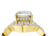 Yellow gold Asscher Solitaire Twist Band Pavé Diamond Engagement Ring_57
