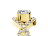 Yellow gold Asscher Solitaire Twist Band Pavé Diamond Engagement Ring_58