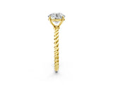 Yellow gold Asscher Solitaire Twist Band Ring with Four-Prong Setting_14