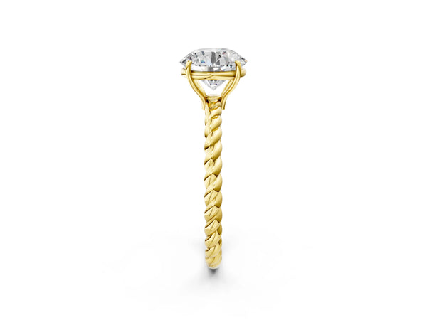 Yellow Gold Round Twisted Solitaire Engagement Ring Setting