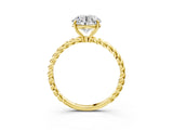 Yellow gold Asscher Solitaire Twist Band Ring with Four-Prong Setting_15