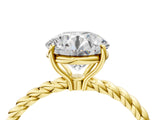 Yellow gold Asscher Solitaire Twist Band Ring with Four-Prong Setting_16