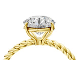 Yellow gold Asscher Solitaire Twist Band Ring with Four-Prong Setting_46