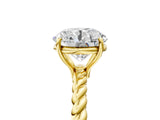 Yellow gold Asscher Solitaire Twist Band Ring with Four-Prong Setting_47
