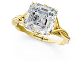 Yellow gold Asscher Solitaire Twist Band Six-Prong Setting 1