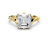 Yellow gold Asscher Solitaire Twist Band Six-Prong Setting