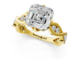 Yellow gold Asscher Solitaire Twist Band with Leaf Prong Setting_27