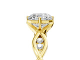 Yellow gold Asscher Solitaire Twist Band with Leaf Prong Setting_31