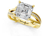 Yellow gold Asscher Solitaire Twist Band with Pavé Accents and Four-Prong Setting_23