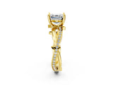 Yellow gold Asscher Solitaire Twist Band with Pavé Accents and Four-Prong Setting_24