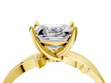 Yellow gold Asscher Solitaire Twist Band with Pavé Accents and Four-Prong Setting_26