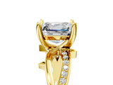 Yellow gold Asscher Solitaire Twist Band with Pavé Accents and Four-Prong Setting_27