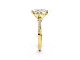 Yellow gold Asscher Solitaire Twist Band with Pavé Diamonds and Four-Prong Setting_76