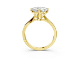 Yellow gold Asscher Solitaire Twist Band with Pavé Diamonds and Four-Prong Setting_77