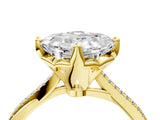 Yellow gold Asscher Solitaire Twist Band with Pavé Diamonds and Four-Prong Setting_78