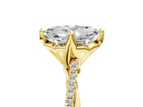 Yellow gold Asscher Solitaire Twist Band with Pavé Diamonds and Four-Prong Setting_79