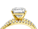 Yellow gold Asscher Solitaire Twist Band with Pavé Setting and Four-Prong Setting_15