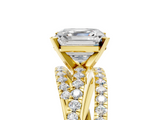 Yellow gold Asscher Solitaire Twist Band with Pavé Setting and Four-Prong Setting_16