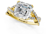 Yellow gold Asscher Solitaire Twist Band with Pavé Setting and Four-Prong Setting_7