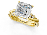 Yellow gold Asscher Solitaire Twist Band with Pave Prong Setting_25